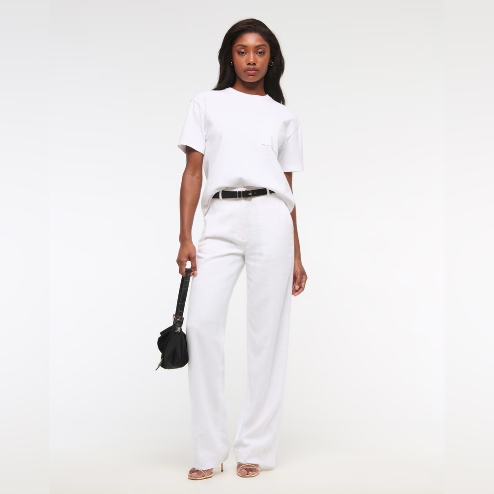 Abercrombie & Fitch White Wide Leg Pants